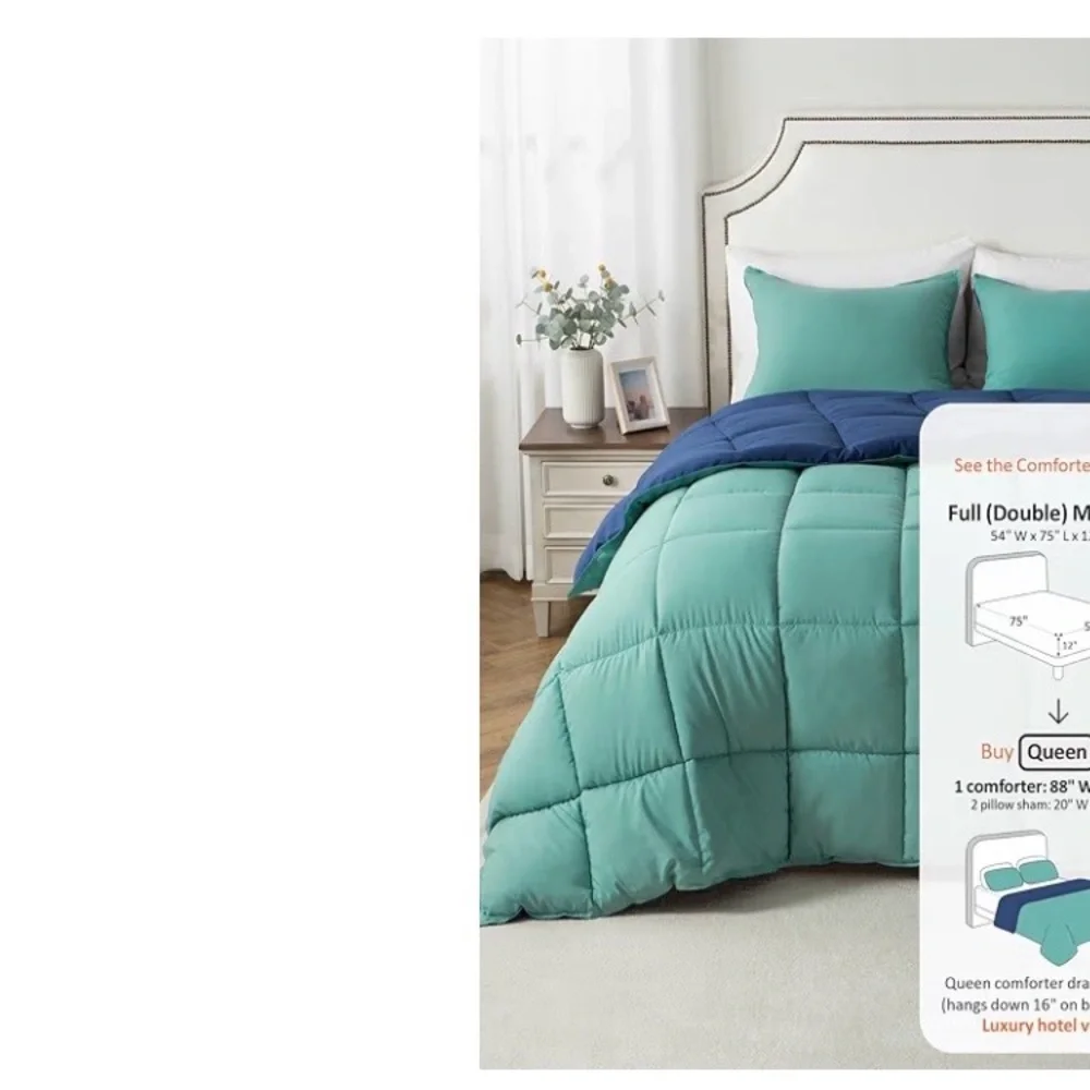 KASENTEX Queen Comforter Set – Reversible Dual Color – Goose Down Alternative